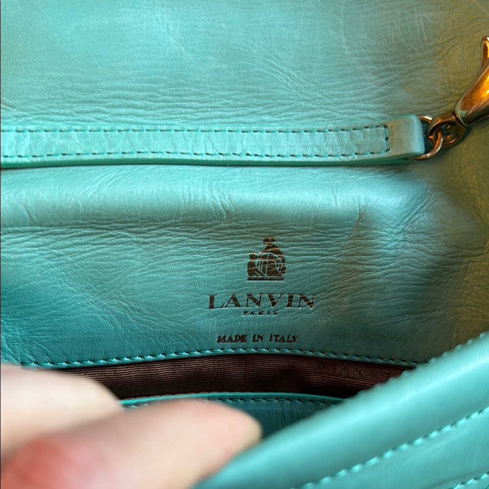 Teal Leather Lanvin Quilted Crossbody Bag - Picture 5 of 6